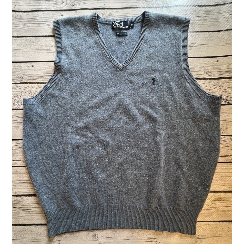 Polo Ralph Lauren Sweater Vest Pullover 100% Lambs Wool Mens Extra Large XL Blue